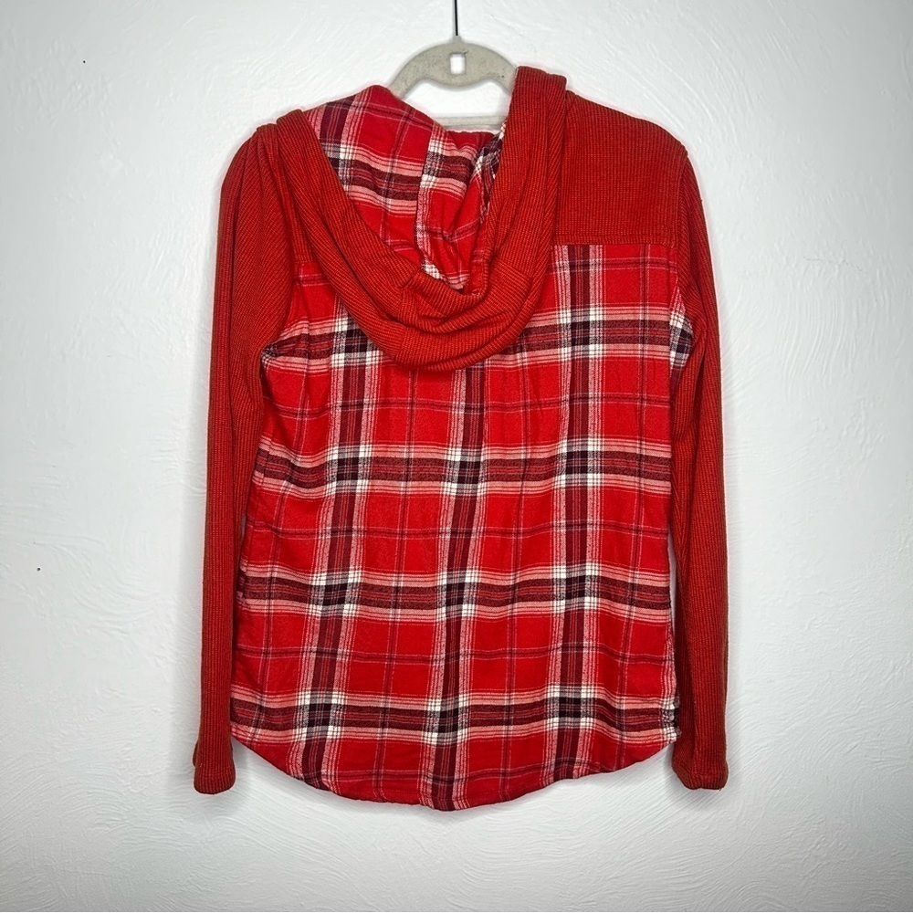 Marmot Red Plaid Button-Down Shacket with Hood - Size M - Picture 2 of 9